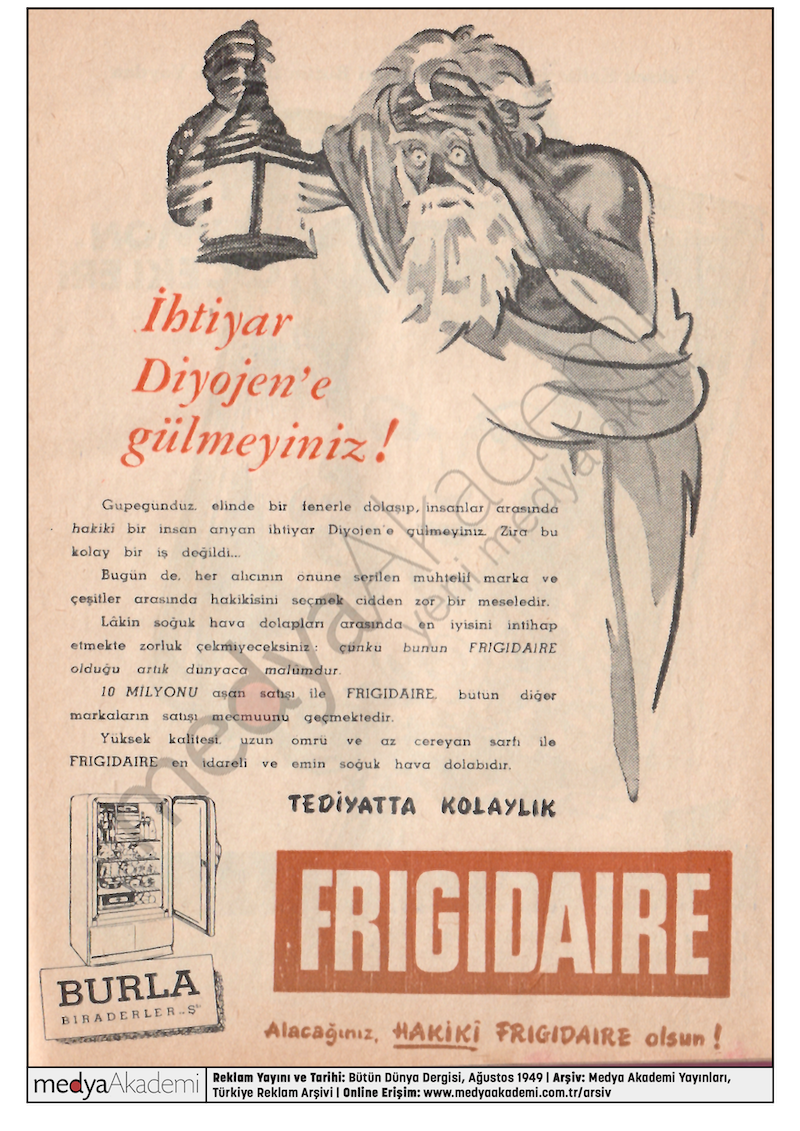 Frigidaire, Bütün Dünya Dergisi, Ağustos 1949