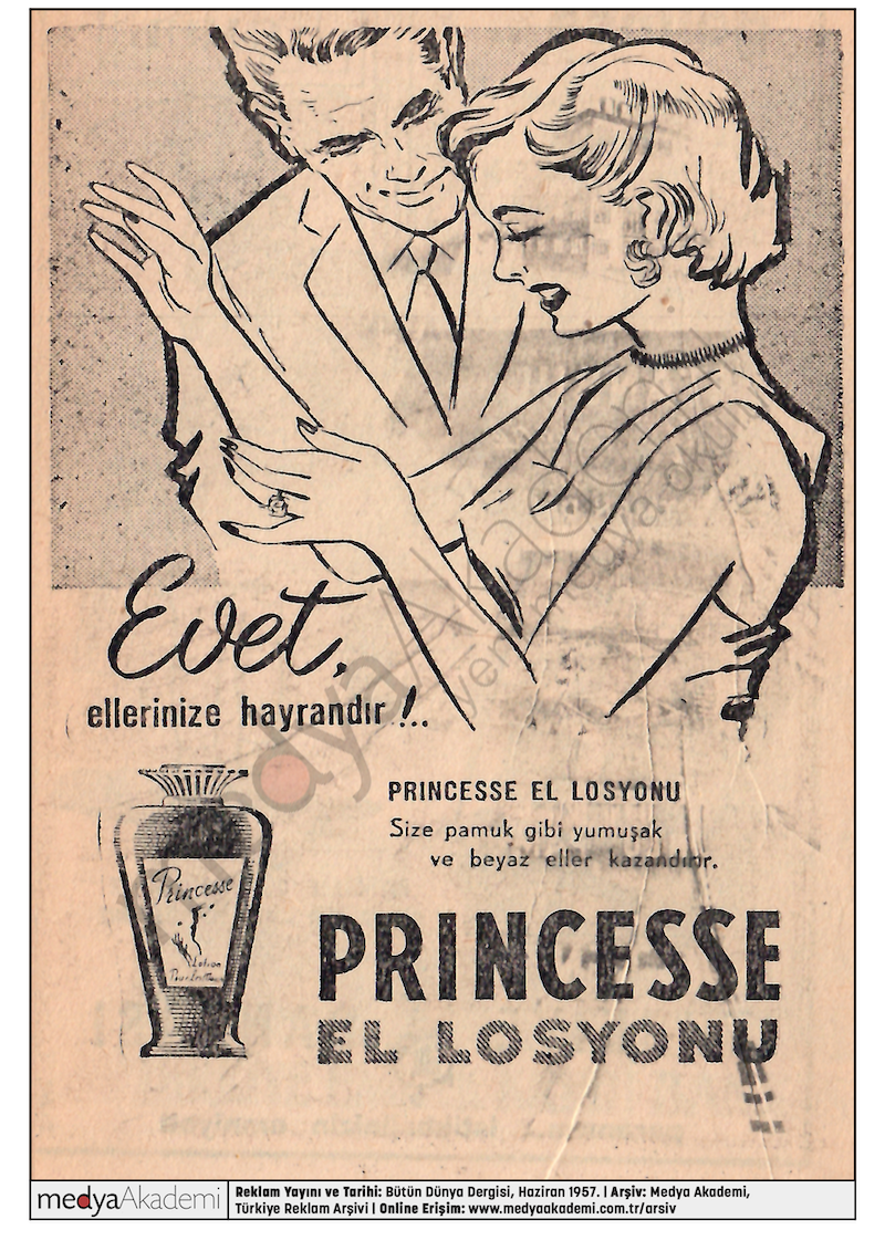 Princesse El Losyonu, Bütün Dünya Dergisi, Haziran 1957