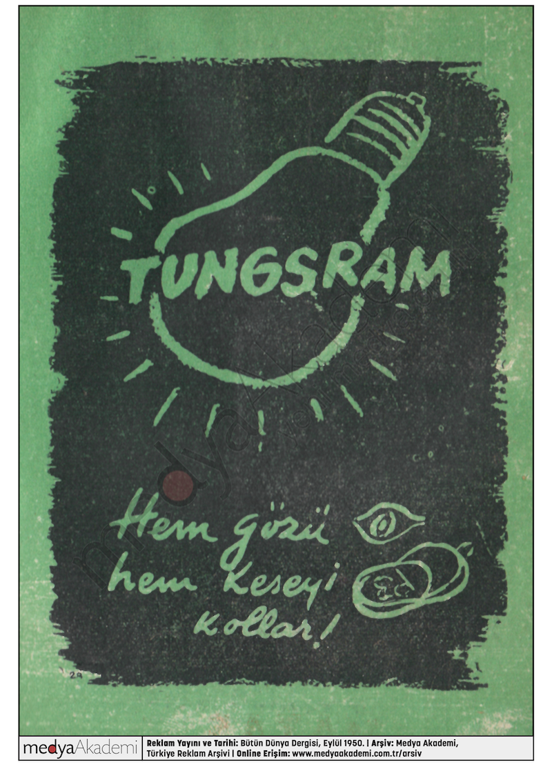 Tungsram, Bütün Dünya Dergisi, Eylül 1950